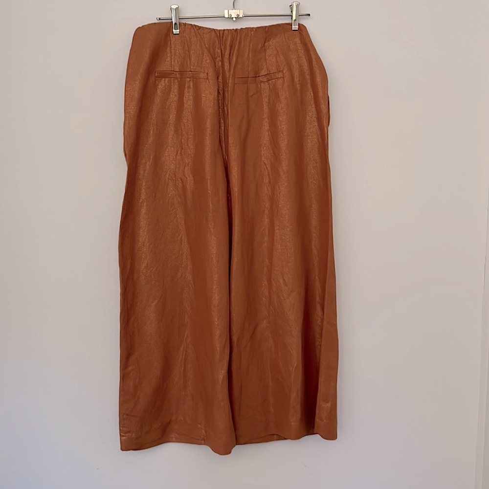 ELK AU 14 100% linen copper wide leg pants with metallic sheen - Picture 3 of 9